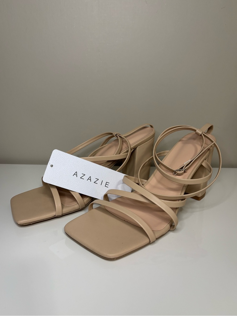 Azazie Cross Strappy Ankle Strap Heels